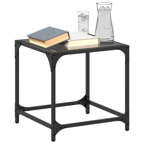vidaXL Coffee Tables with Black Glass Top 2 pcs 40x40x40 cm Steel
