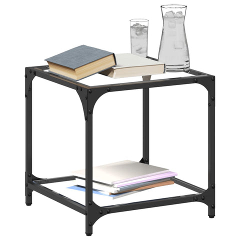 vidaXL Coffee Table with Transparent Glass Top 40x40x40 cm Steel