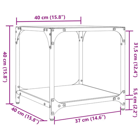 vidaXL Coffee Table with Black Glass Top 40x40x40 cm Steel