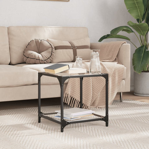 vidaXL Coffee Table with Black Glass Top 40x40x40 cm Steel