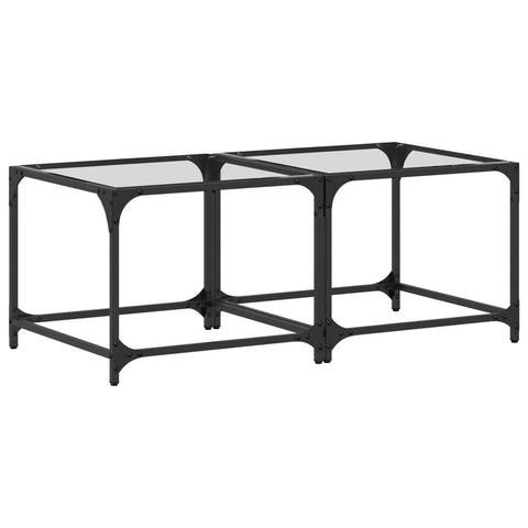 vidaXL Coffee Tables with Transparent Glass Top 2 pcs 50x50x40 cm Steel