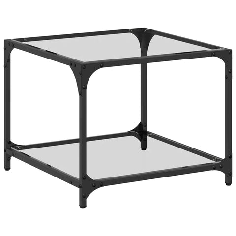 vidaXL Coffee Table with Transparent Glass Top 50x50x40 cm Steel