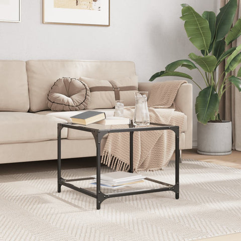 vidaXL Coffee Table with Transparent Glass Top 50x50x40 cm Steel