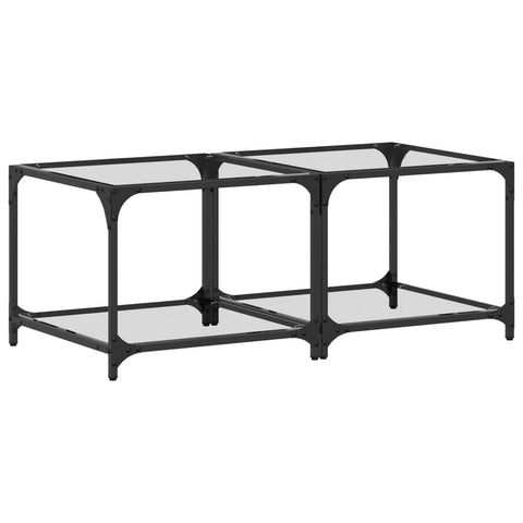 vidaXL Coffee Tables with Transparent Glass Top 2 pcs 50x50x40 cm Steel