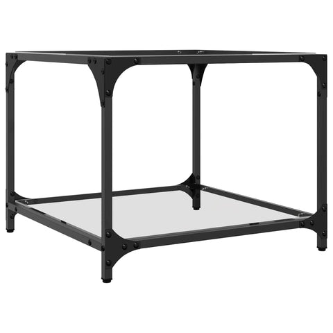 vidaXL Coffee Tables with Transparent Glass Top 2 pcs 50x50x40 cm Steel