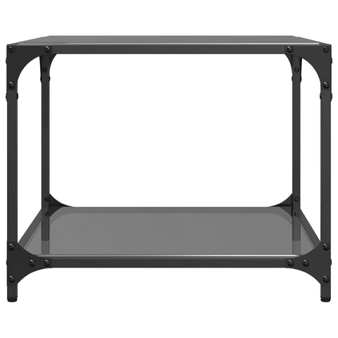 vidaXL Coffee Table with Black Glass Top 50x50x40 cm Steel