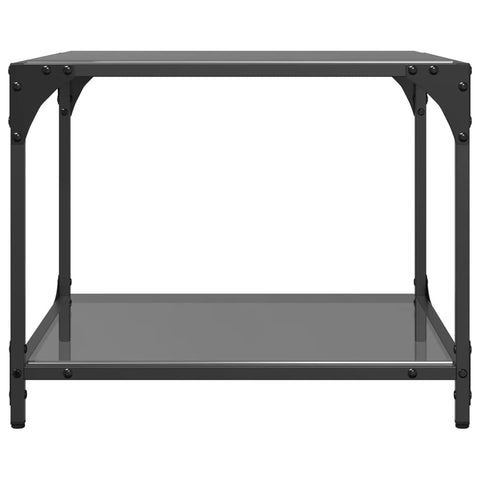 vidaXL Coffee Tables with Black Glass Top 2 pcs 50x50x40 cm Steel
