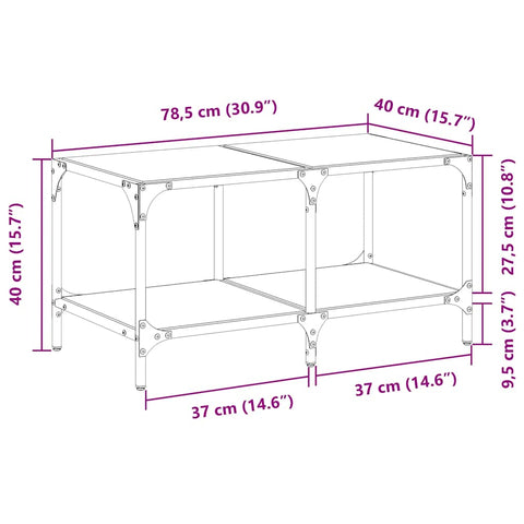 vidaXL Coffee Table with Transparent Glass Top 78.5x40x40 cm Steel