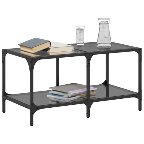 vidaXL Coffee Table with Black Glass Top 78.5x40x40 cm Steel