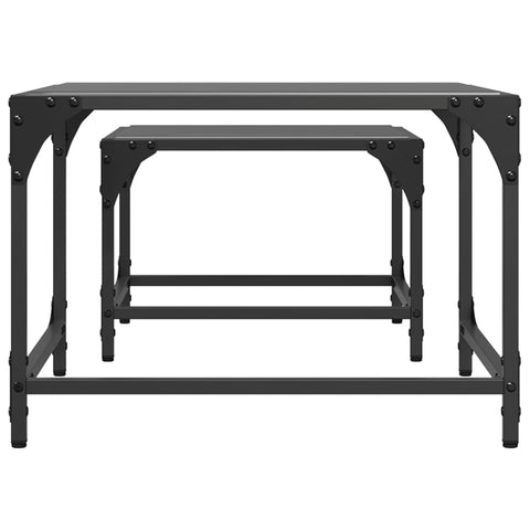 vidaXL Nesting Coffee Tables 2 pcs with Black Glass Top Steel