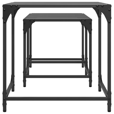 vidaXL Nesting Coffee Tables 2 pcs with Black Glass Top Steel