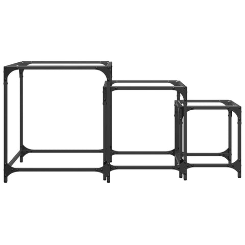 vidaXL Nesting Coffee Tables 3 pcs with Transparent Glass Top Steel