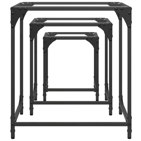 vidaXL Nesting Coffee Tables 3 pcs with Transparent Glass Top Steel