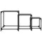 vidaXL Nesting Coffee Tables 3 pcs with Black Glass Top Steel