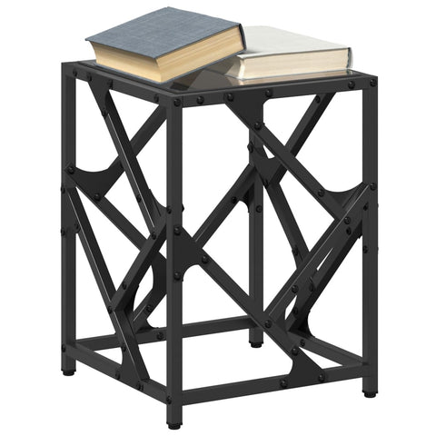 vidaXL Coffee Table with Black Glass Top 30x30x41 cm Steel