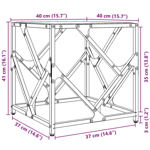 vidaXL Coffee Table with Transparent Glass Top 40x40x41 cm Steel
