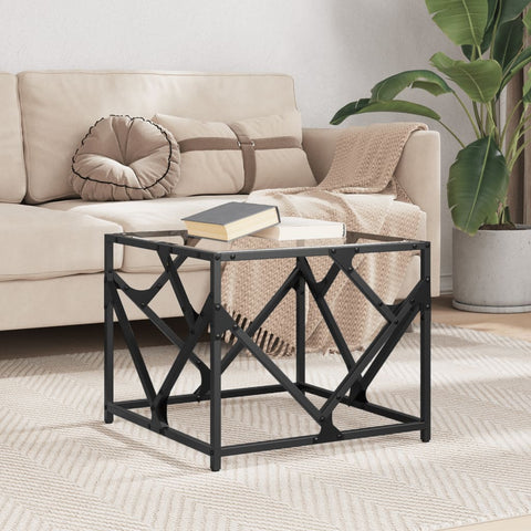 vidaXL Coffee Table with Transparent Glass Top 50x50x41 cm Steel