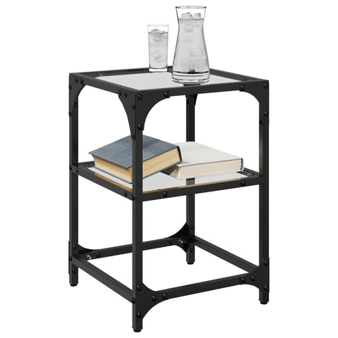 vidaXL Coffee Tables with Transparent Glass Top 2 pcs 30x30x45 cm Steel