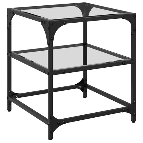 vidaXL Coffee Table with Transparent Glass Top 40x40x45 cm Steel