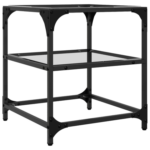 vidaXL Coffee Table with Transparent Glass Top 40x40x45 cm Steel