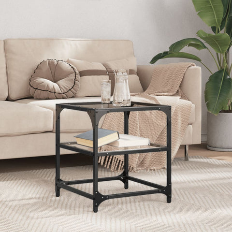 vidaXL Coffee Table with Transparent Glass Top 40x40x45 cm Steel