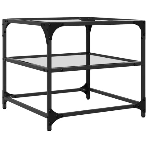 vidaXL Coffee Table with Transparent Glass Top 50x50x45 cm Steel