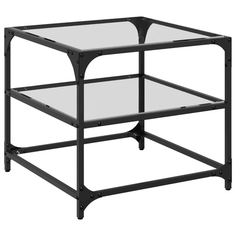 vidaXL Coffee Tables with Transparent Glass Top 2 pcs 50x50x45 cm Steel
