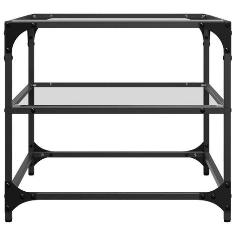 vidaXL Coffee Tables with Transparent Glass Top 2 pcs 50x50x45 cm Steel