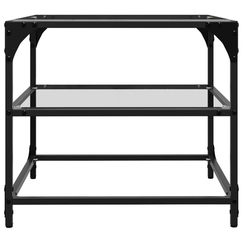 vidaXL Coffee Tables with Transparent Glass Top 2 pcs 50x50x45 cm Steel