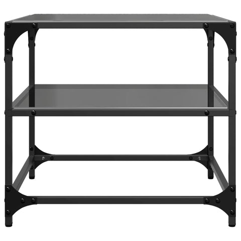 vidaXL Coffee Table with Black Glass Top 50x50x45 cm Steel