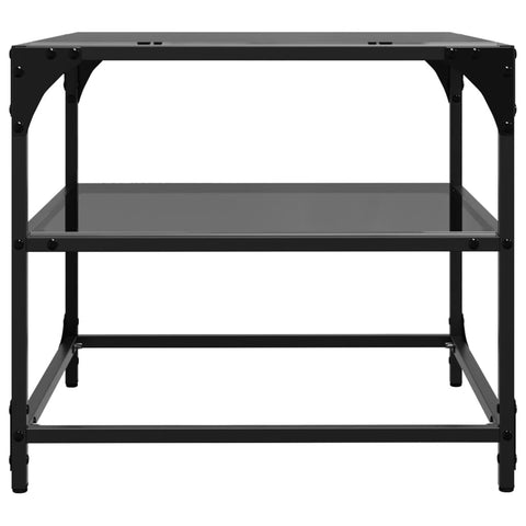 vidaXL Coffee Table with Black Glass Top 50x50x45 cm Steel