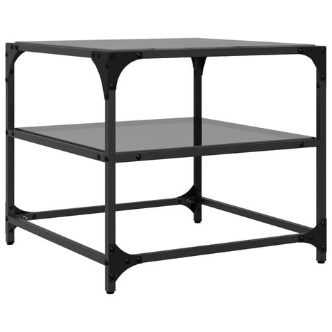 vidaXL Coffee Table with Black Glass Top 50x50x45 cm Steel