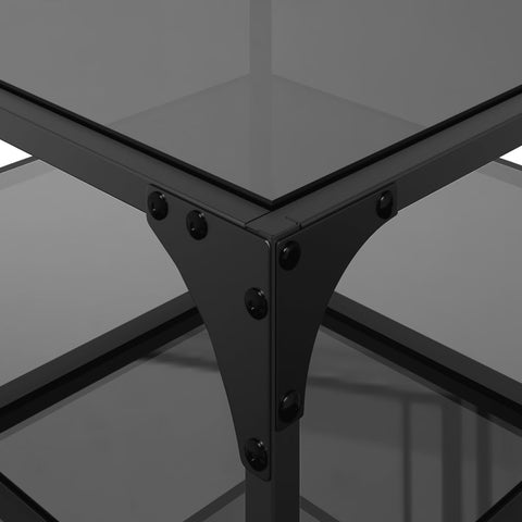 vidaXL Coffee Table with Black Glass Top 50x50x45 cm Steel