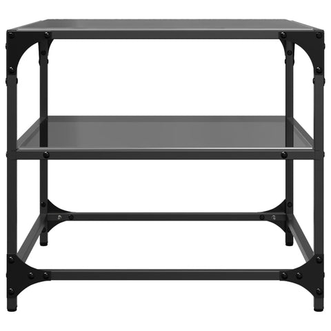 vidaXL Coffee Tables with Black Glass Top 2 pcs 50x50x45 cm Steel