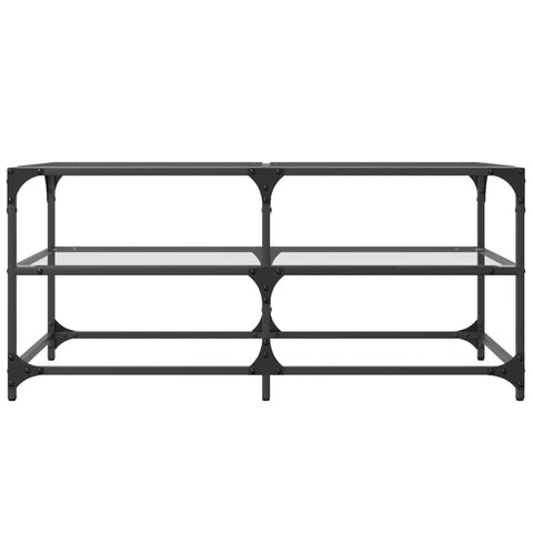 vidaXL Coffee Table with Transparent Glass Top 98.5x50x45 cm Steel
