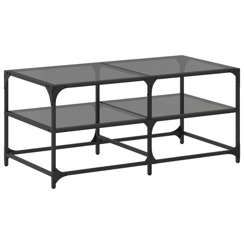 vidaXL Coffee Table with Black Glass Top 98.5x50x45 cm Steel