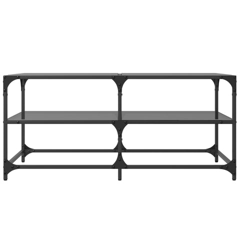 vidaXL Coffee Table with Black Glass Top 98.5x50x45 cm Steel