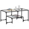 vidaXL Coffee Table with Transparent Glass Top 98.5x50x45 cm Steel