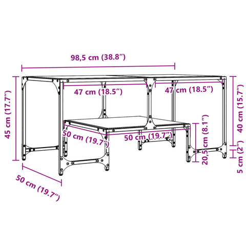 vidaXL Coffee Table with Black Glass Top 98.5x50x45 cm Steel