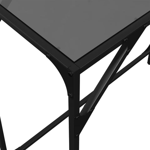 vidaXL Console Table with Black Glass Top 80x35x81 cm Steel
