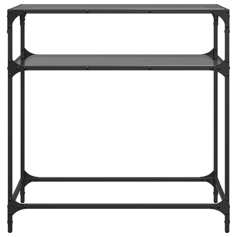 vidaXL Console Table with Black Glass Top 80x35x81 cm Steel