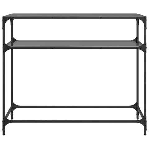 vidaXL Console Table with Black Glass Top98x35x81 cm Steel