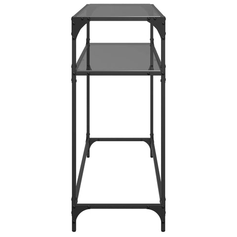 vidaXL Console Table with Black Glass Top98x35x81 cm Steel