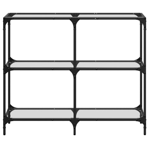 vidaXL Console Table with Transparent Glass Top 98x30x81 cm Steel