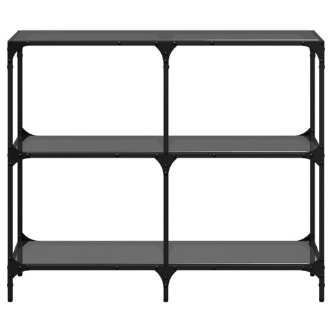 vidaXL Console Table with Black Glass Top 98x30x81 cm Steel