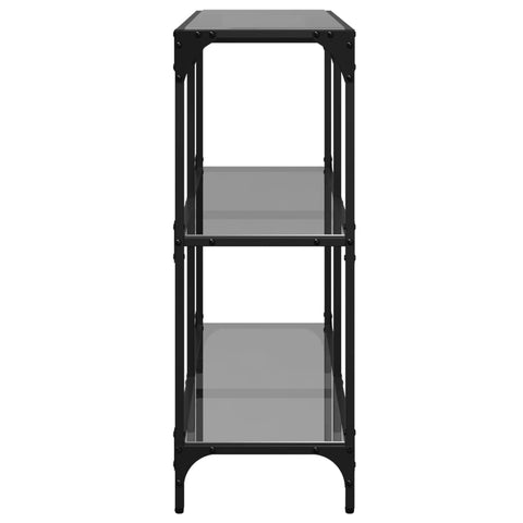 vidaXL Console Table with Black Glass Top 98x30x81 cm Steel