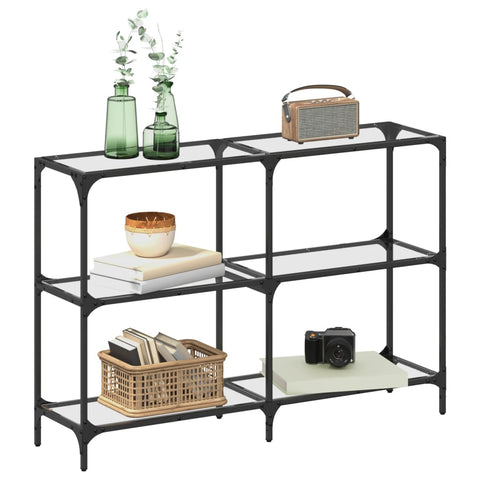 vidaXL Console Table with Transparent Glass Top 118.5x30x81 cm Steel