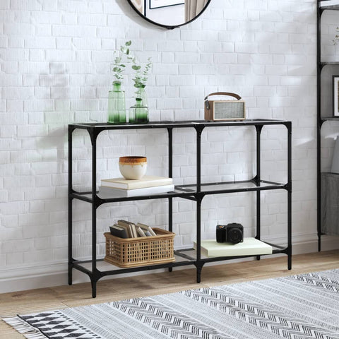 vidaXL Console Table with Transparent Glass Top 118.5x30x81 cm Steel