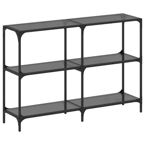 vidaXL Console Table with Black Glass Top 118.5x30x81 cm Steel