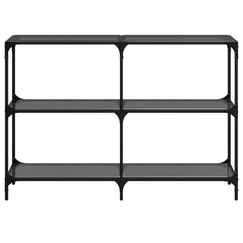 vidaXL Console Table with Black Glass Top 118.5x30x81 cm Steel